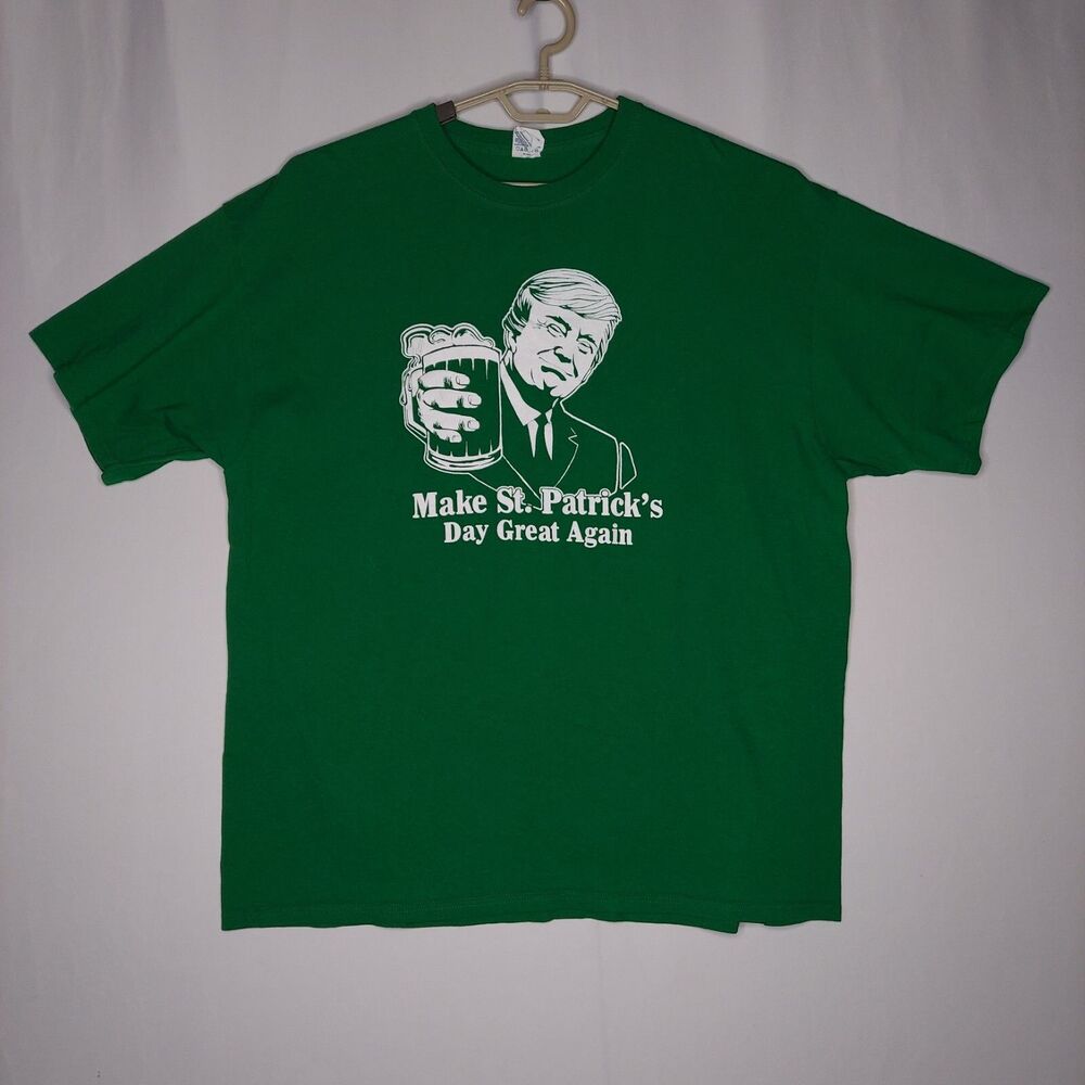 Make St Patricks Day Great Again Donald Trump Graphic T-Shirt Unisex Mens 2XL...
